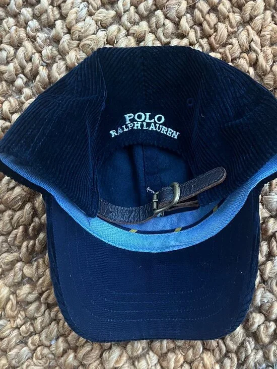Polo Ralph Lauren Navy Blue Corduroy Adjustable Baseball Cap - Picture 3 of 3